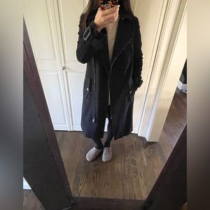 Burberry London Belted Long Wool Blend Trench Coat in Black US 2